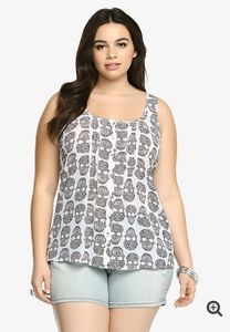 Skull Tulip Back Chiffon Tank Top
